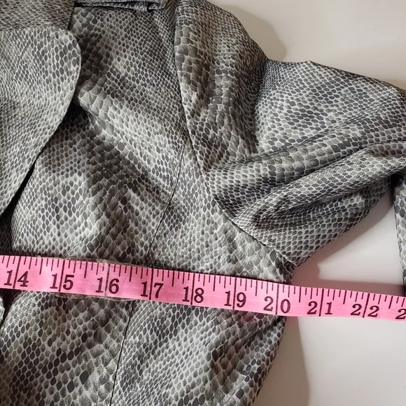 Vtg Snake Print Y2K 80's Trench Coat Rain Double Breast Mod Animal Spy Grunge  S - Picture 9 of 17